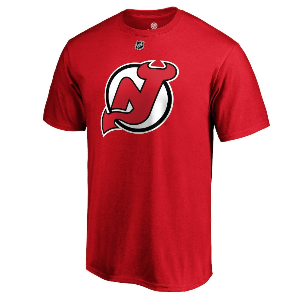 NHL Jack Hughes New Jersey Devils Fanatics Authentic Stack Player Name & Number T-Shirt - Red