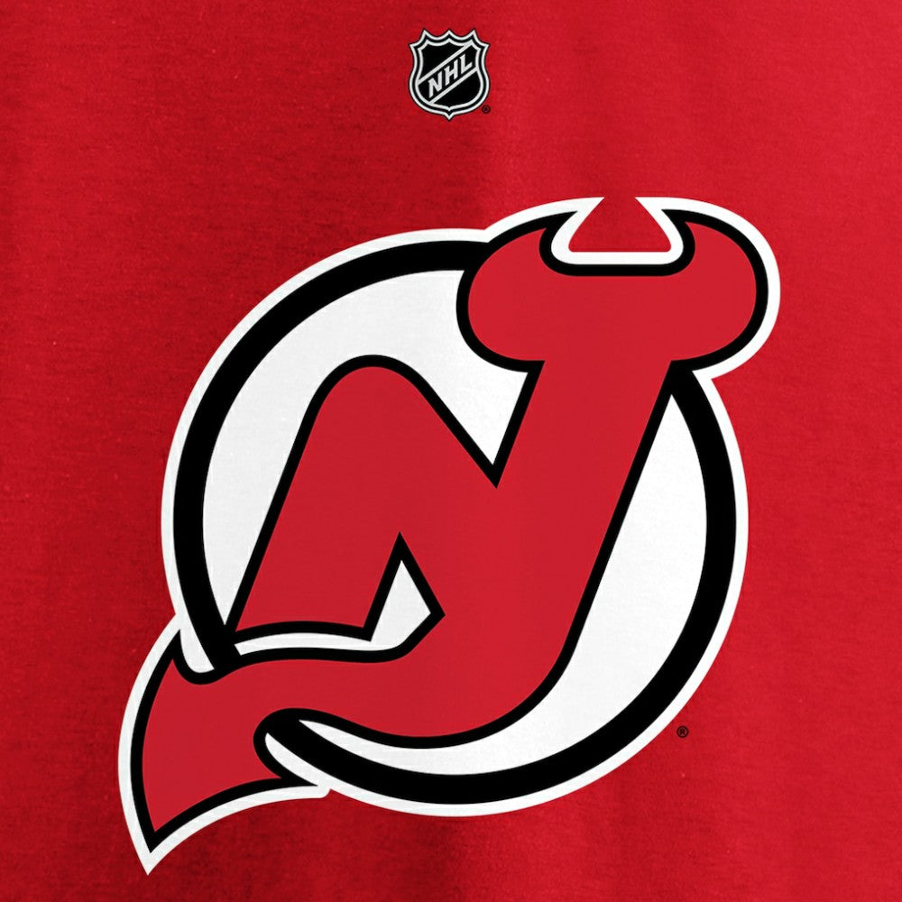 NHL Jack Hughes New Jersey Devils Fanatics Authentic Stack Player Name & Number T-Shirt - Red