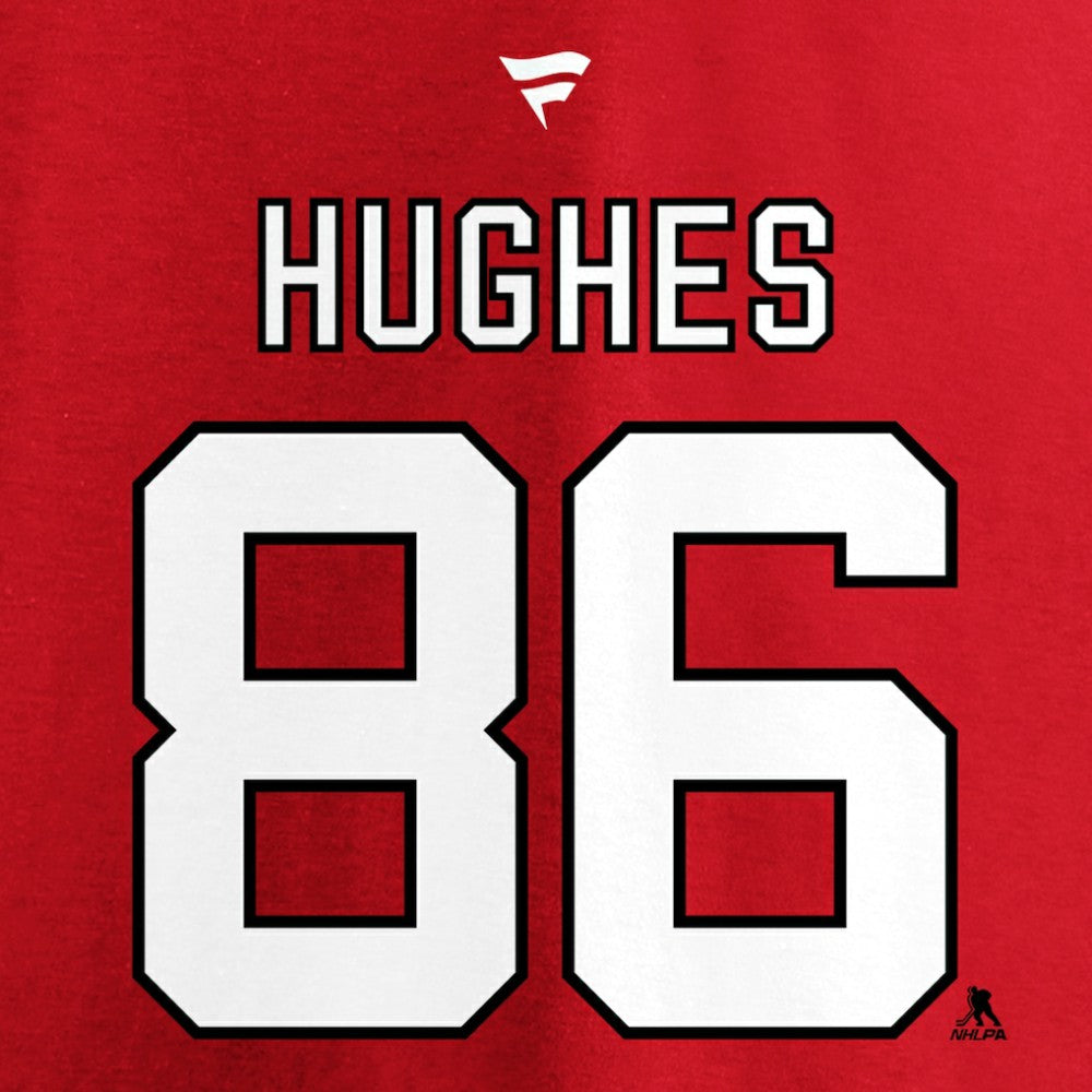 NHL Jack Hughes New Jersey Devils Fanatics Authentic Stack Player Name & Number T-Shirt - Red