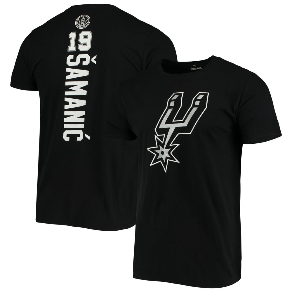 Luka Samanic San Antonio Spurs Playmaker Name & Number Logo T-Shirt Black