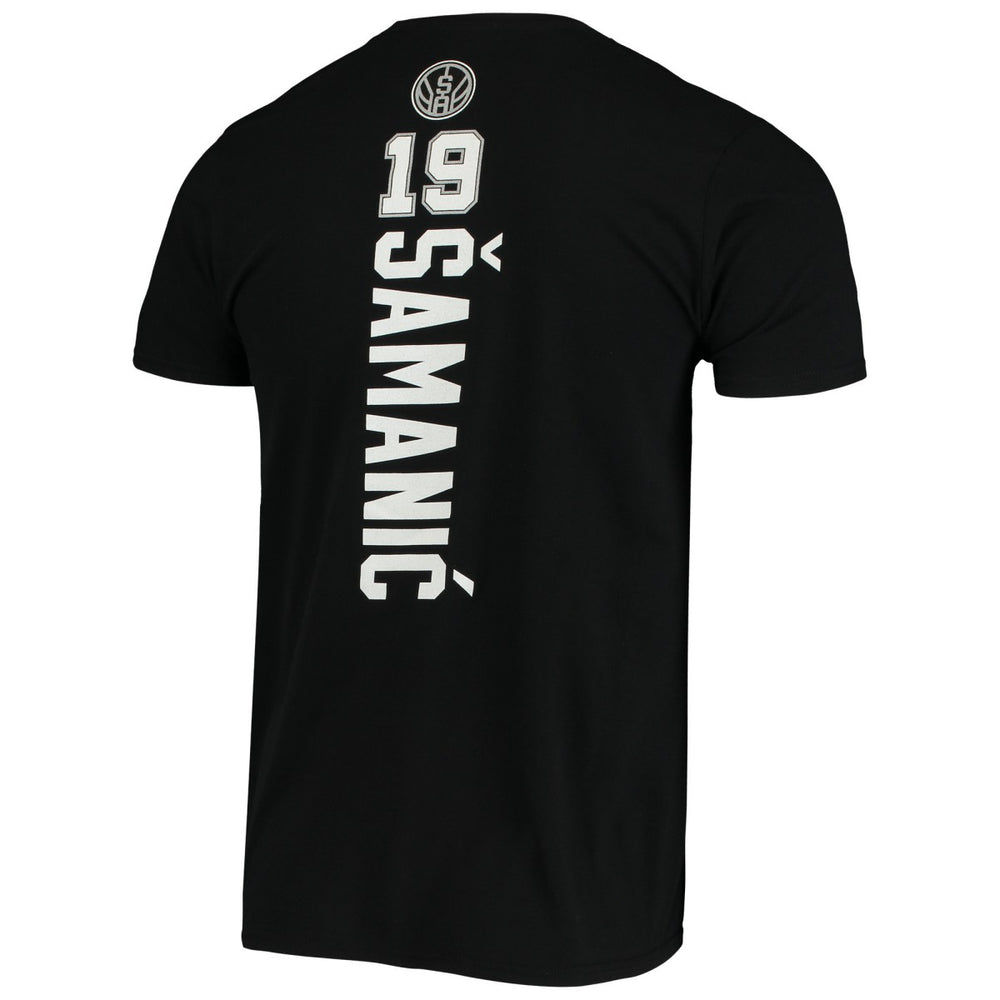 Luka Samanic San Antonio Spurs Playmaker Name & Number Logo T-Shirt Black