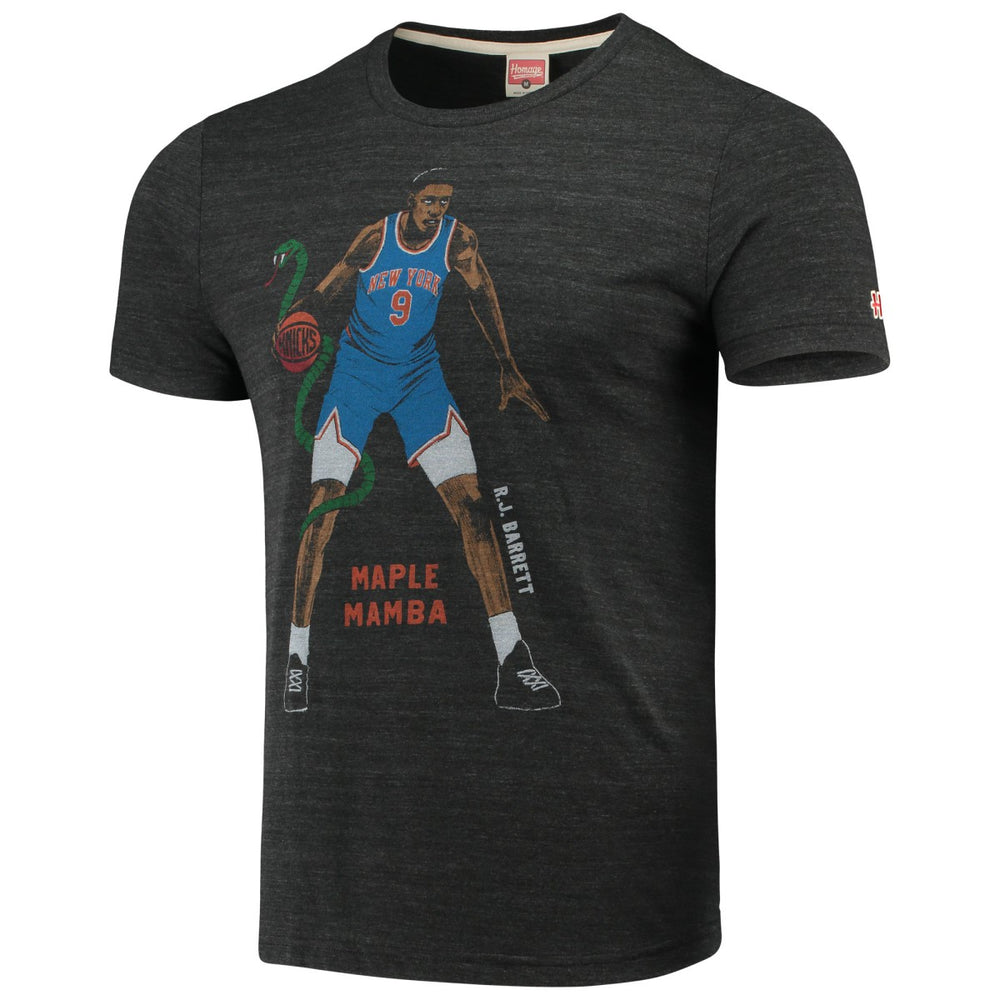RJ Barrett New York Knicks Player Graphic Tri-Blend T-Shirt Heathered Charcoal