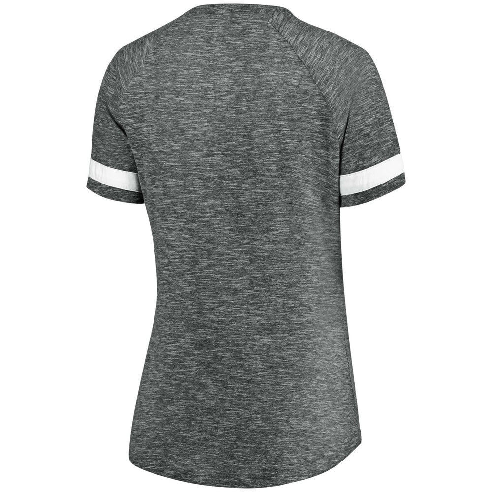 Toronto Raptors Women's Showtime Winning With Pride Notch Neck T-Shirt Gray/White