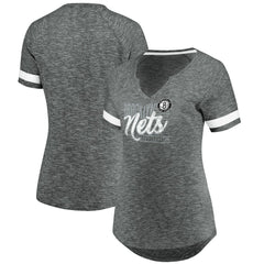 Brooklyn Nets Women's Showtime Winning With Pride Notch Neck T-Shirt Gray/White