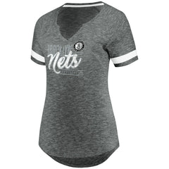 Brooklyn Nets Women's Showtime Winning With Pride Notch Neck T-Shirt Gray/White