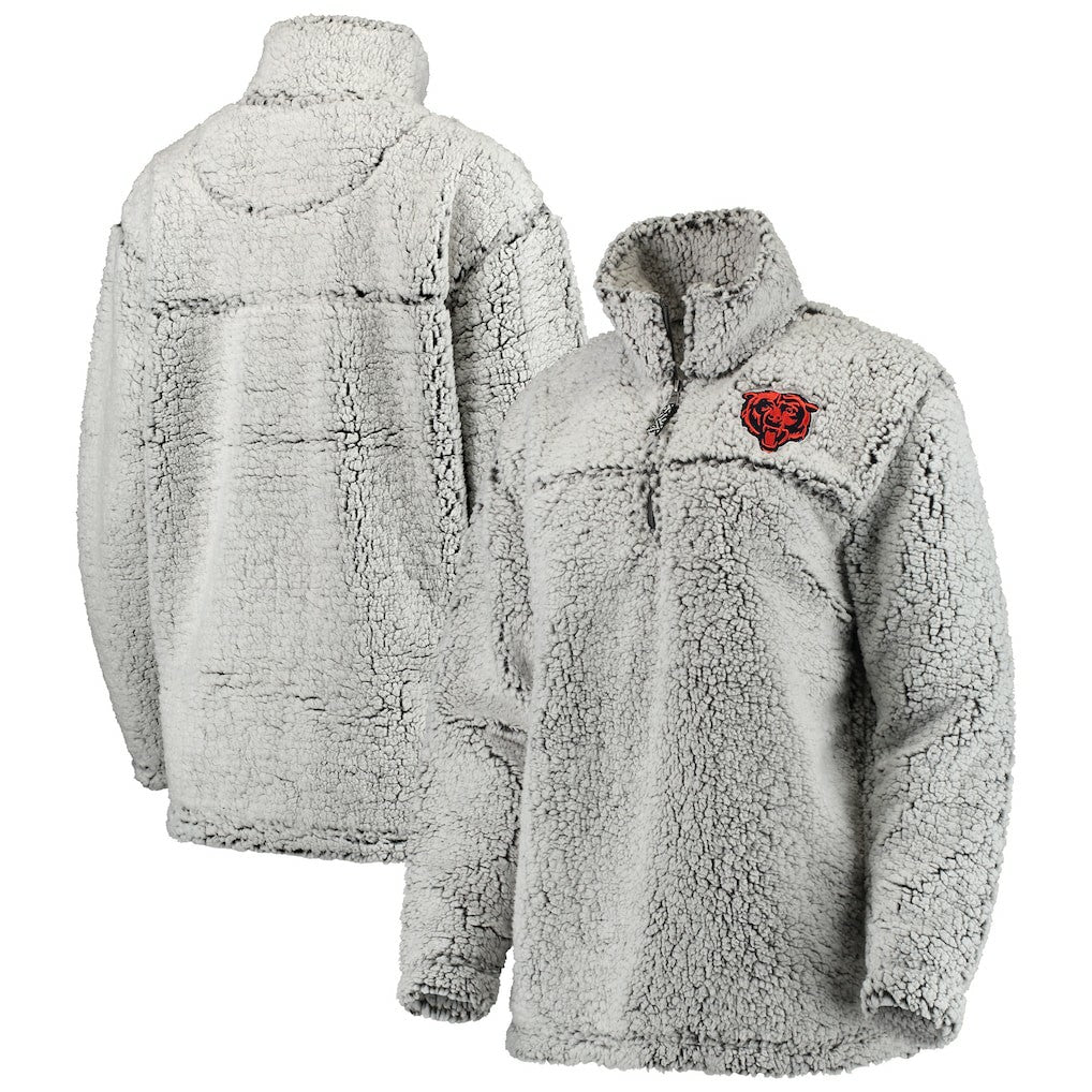 Chicago Bears Women's Sherpa Quarter-Zip Pullover Jacket Gray