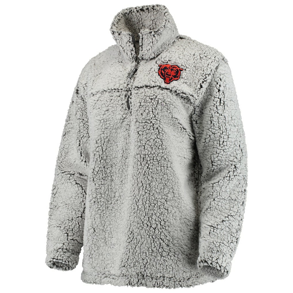 Chicago Bears Women's Sherpa Quarter-Zip Pullover Jacket Gray