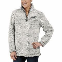 Philadelphia Eagles Women's Sherpa Quarter-Zip Pullover Jacket Gray