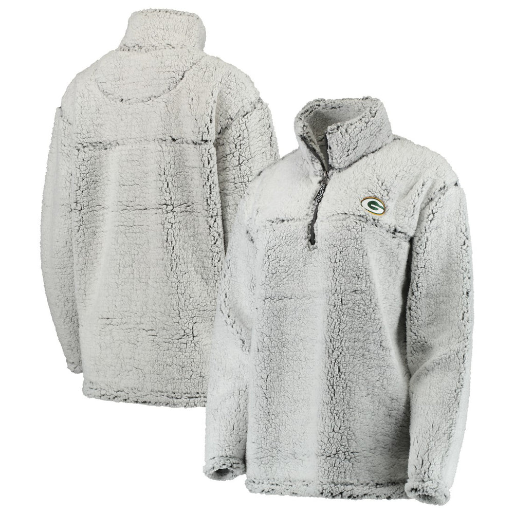 Green Bay Packers Women's Sherpa Quarter-Zip Pullover Jacket Gray