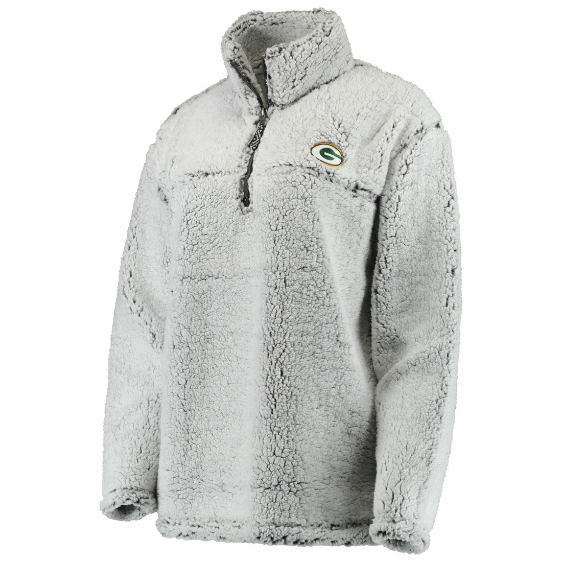 Green Bay Packers Women's Sherpa Quarter-Zip Pullover Jacket Gray