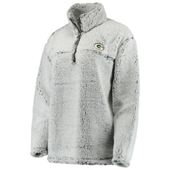 Green Bay Packers Women's Sherpa Quarter-Zip Pullover Jacket Gray