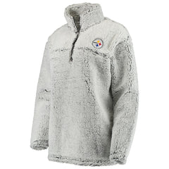 Pittsburgh Steelers Women's Sherpa Quarter-Zip Pullover Jacket Gray