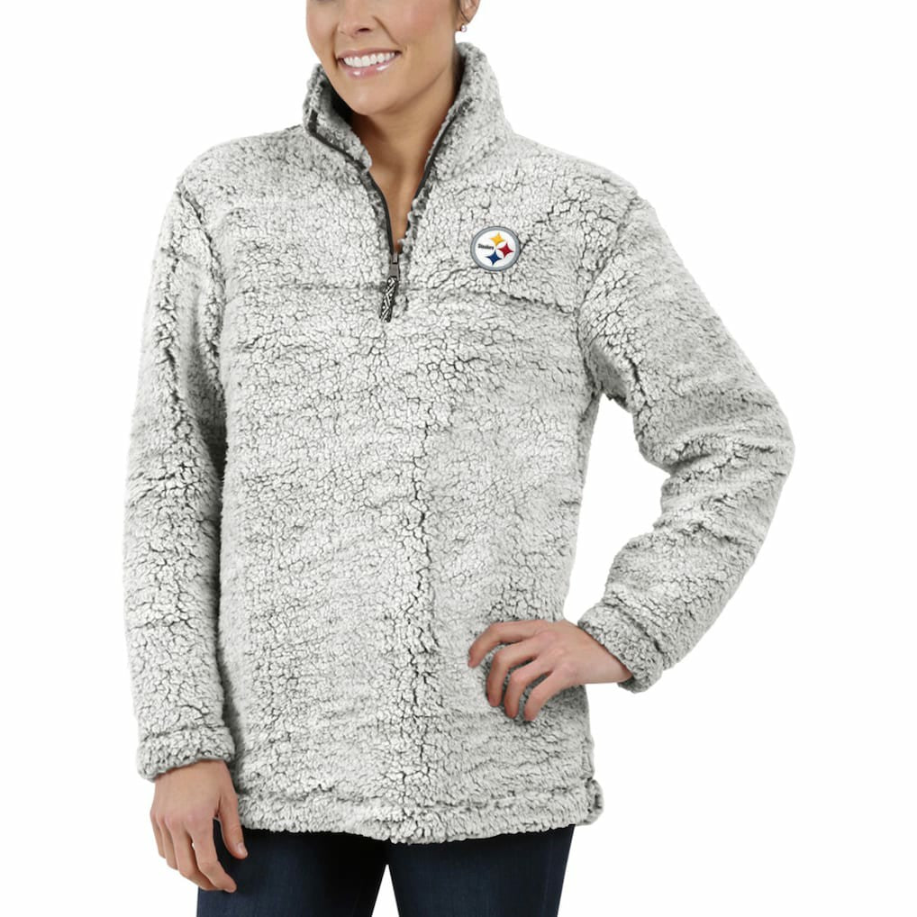 Pittsburgh Steelers Women's Sherpa Quarter-Zip Pullover Jacket Gray