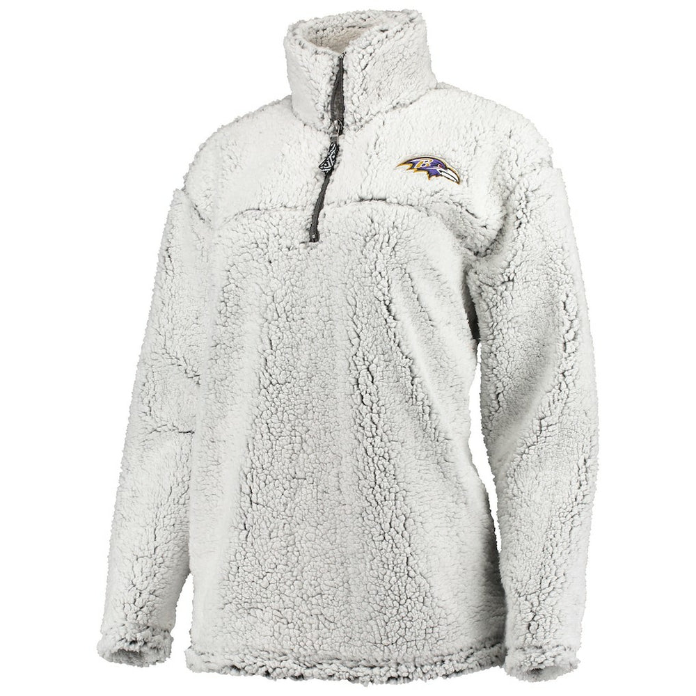 Baltimore Ravens G-III 4Her by Carl Banks Women's Sherpa Quarter-Zip Pullover Jacket Gray