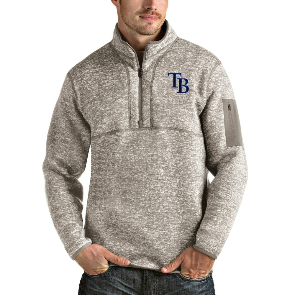 Tampa Bay Rays Antigua Fortune Quarter-Zip Pullover Jacket - Oatmeal Jackets