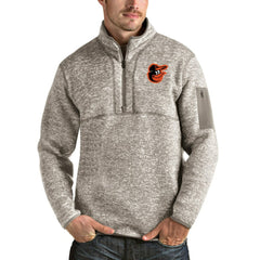 Baltimore Orioles Antigua Fortune Quarter-Zip Pullover Jacket - Oatmeal Jackets