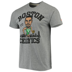 Jayson Tatum Boston Celtics Caricature Tri-Blend T-Shirt Gray