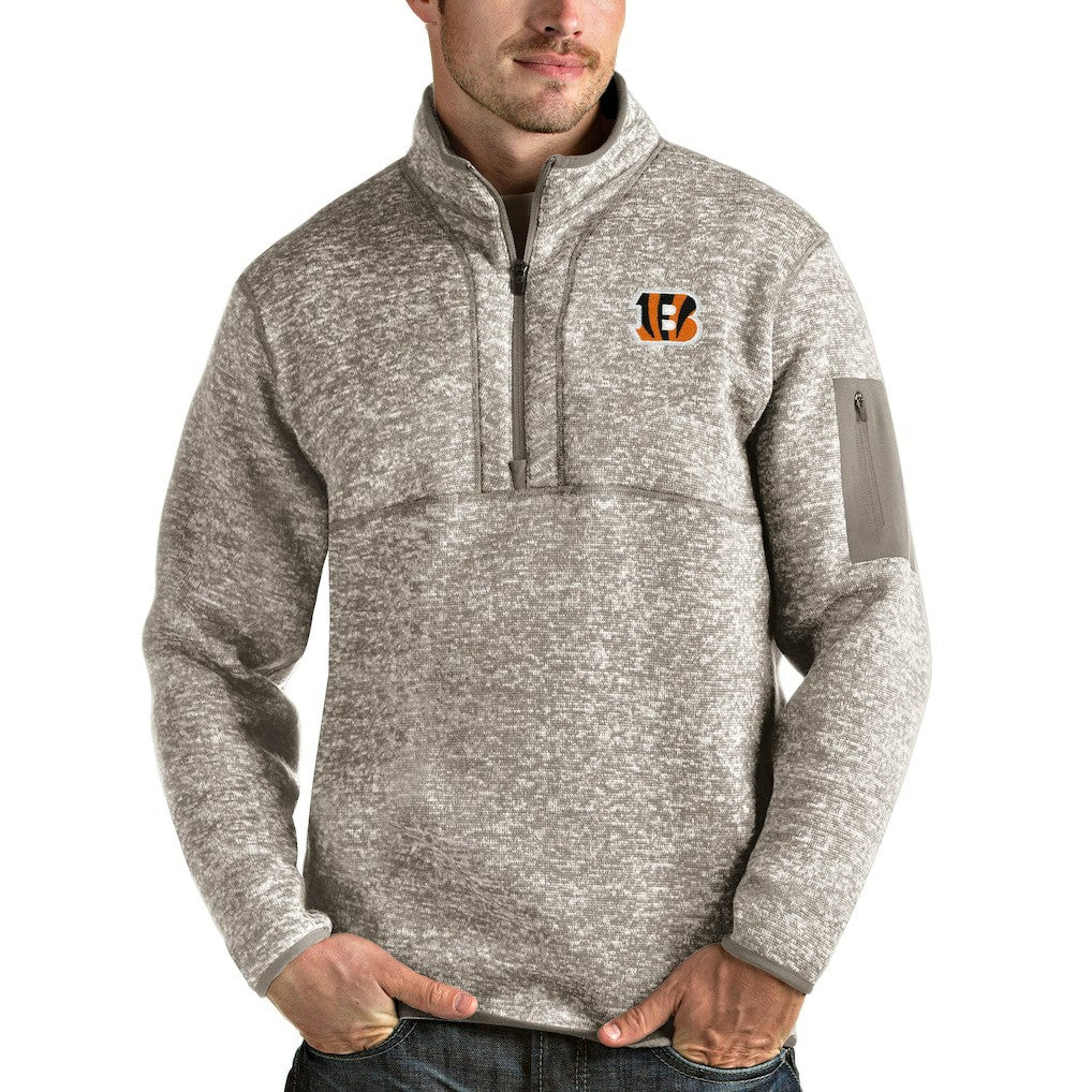 Cincinnati Bengals Antigua Fortune Quarter-Zip Pullover Jacket Oatmeal