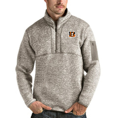 Cincinnati Bengals Antigua Fortune Quarter-Zip Pullover Jacket Oatmeal