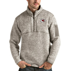 Kansas City Chiefs Antigua Fortune Quarter-Zip Pullover Jacket Oatmeal
