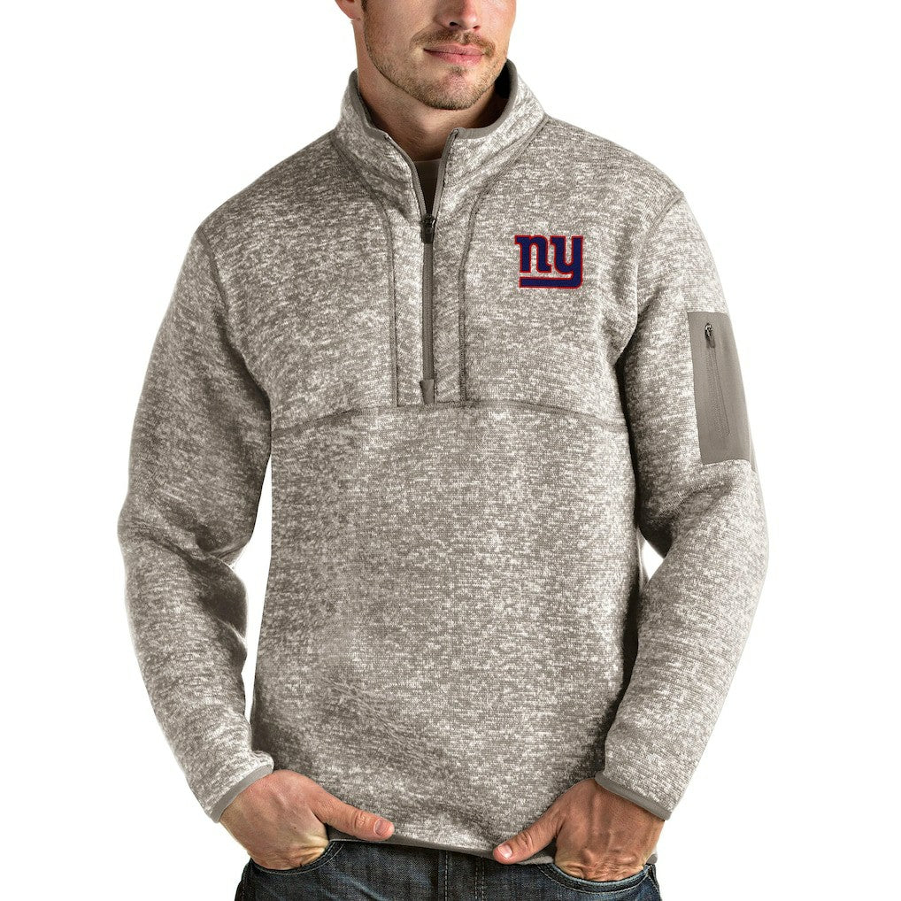 New York Giants Antigua Fortune Quarter-Zip Pullover Jacket Oatmeal