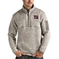 New York Giants Antigua Fortune Quarter-Zip Pullover Jacket Oatmeal