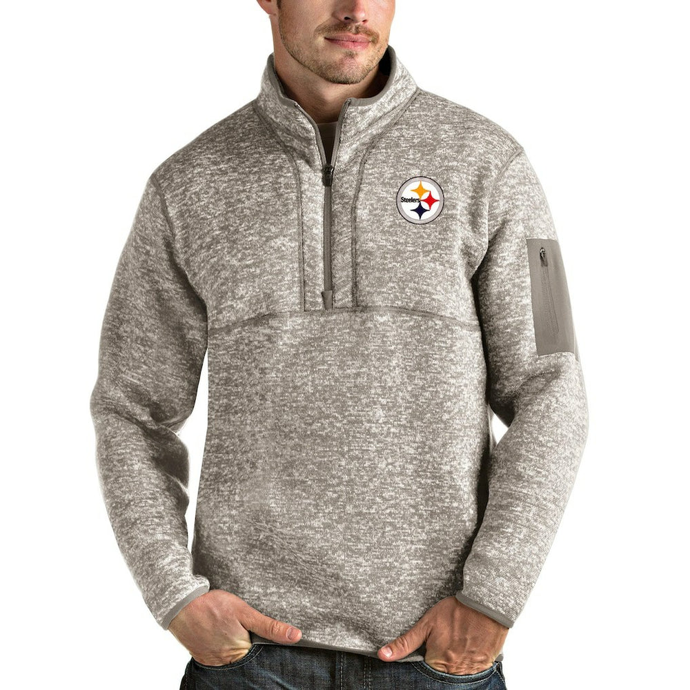 Pittsburgh Steelers Antigua Fortune Quarter-Zip Pullover Jacket Oatmeal