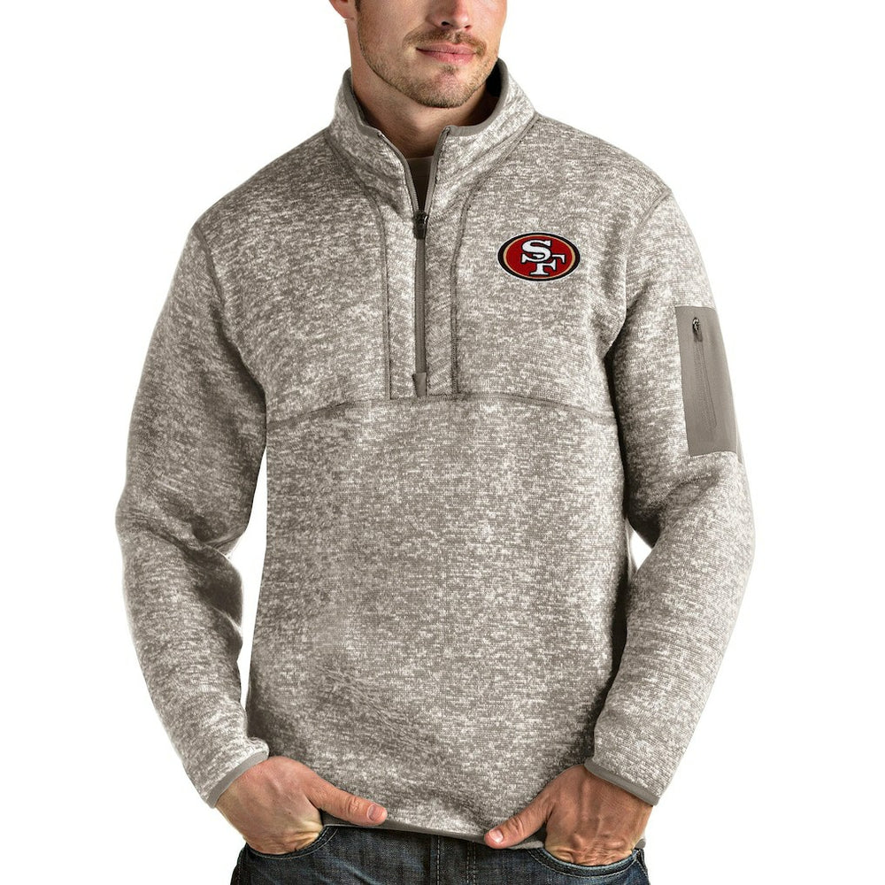 San Francisco 49ers Antigua Fortune Quarter-Zip Pullover Jacket Oatmeal