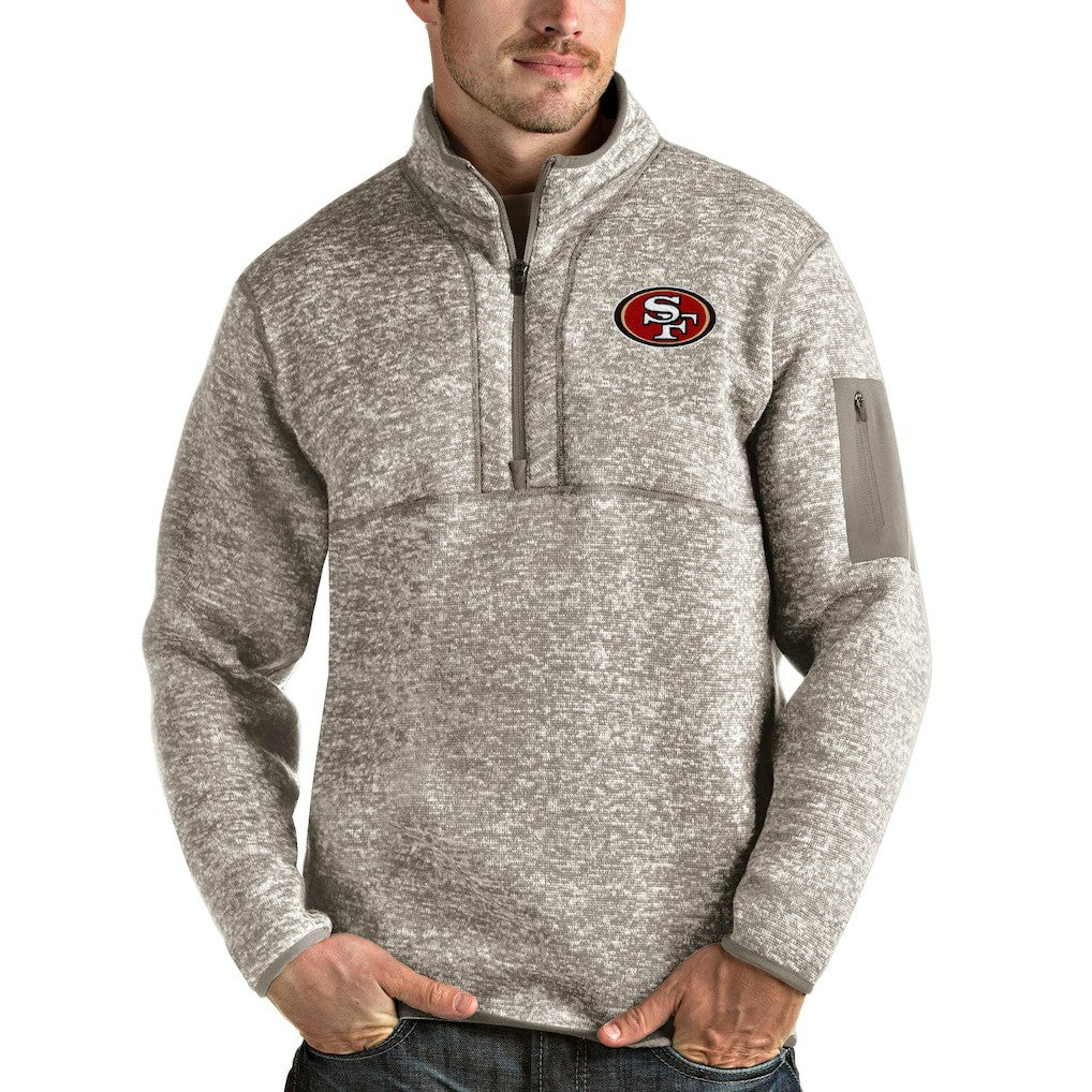 San Francisco 49ers Antigua Fortune Quarter-Zip Pullover Jacket Oatmeal