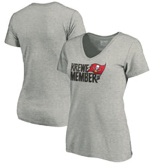 Tampa Bay Buccaneers Women's Krewe Member V-Neck T-Shirt Heather Gray