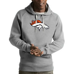 Denver Broncos Antigua Victory Pullover Hoodie Heather Gray