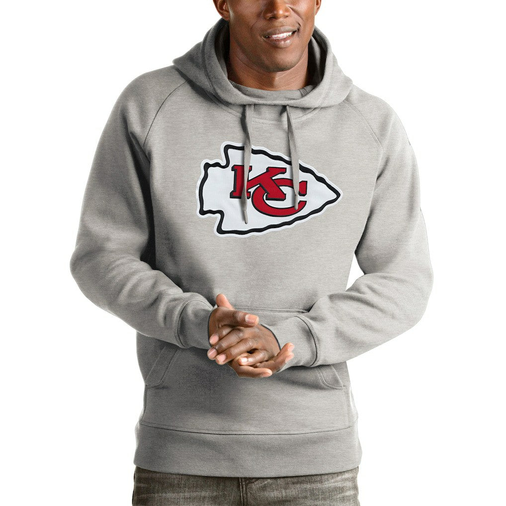 Kansas City Chiefs Antigua Victory Pullover Hoodie Heather Gray