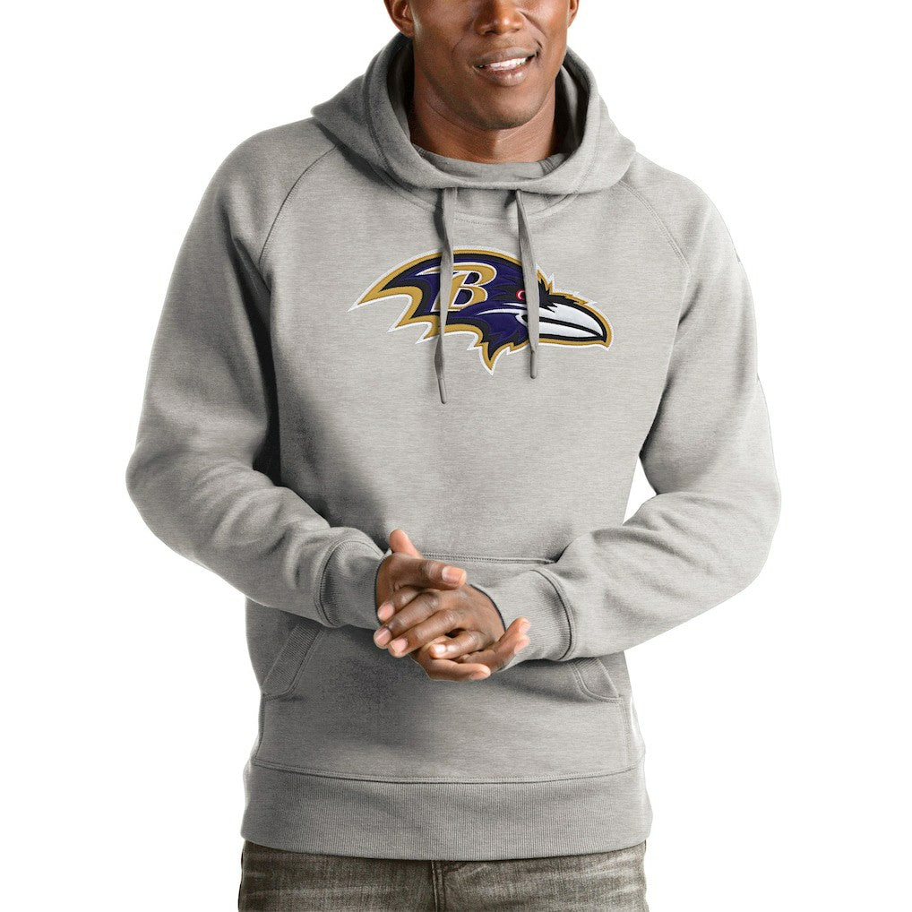 Baltimore Ravens Antigua Victory Pullover Hoodie Heather Gray
