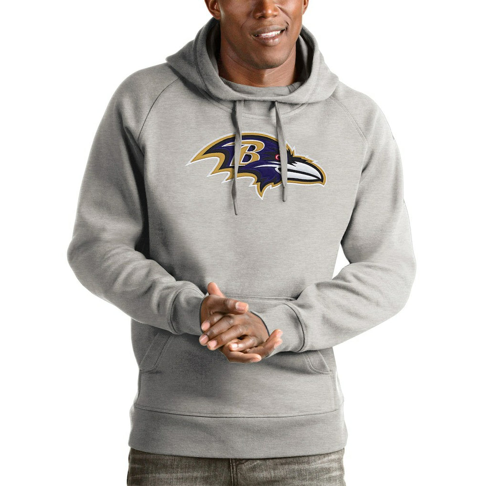 Baltimore Ravens Antigua Victory Pullover Hoodie Heather Gray