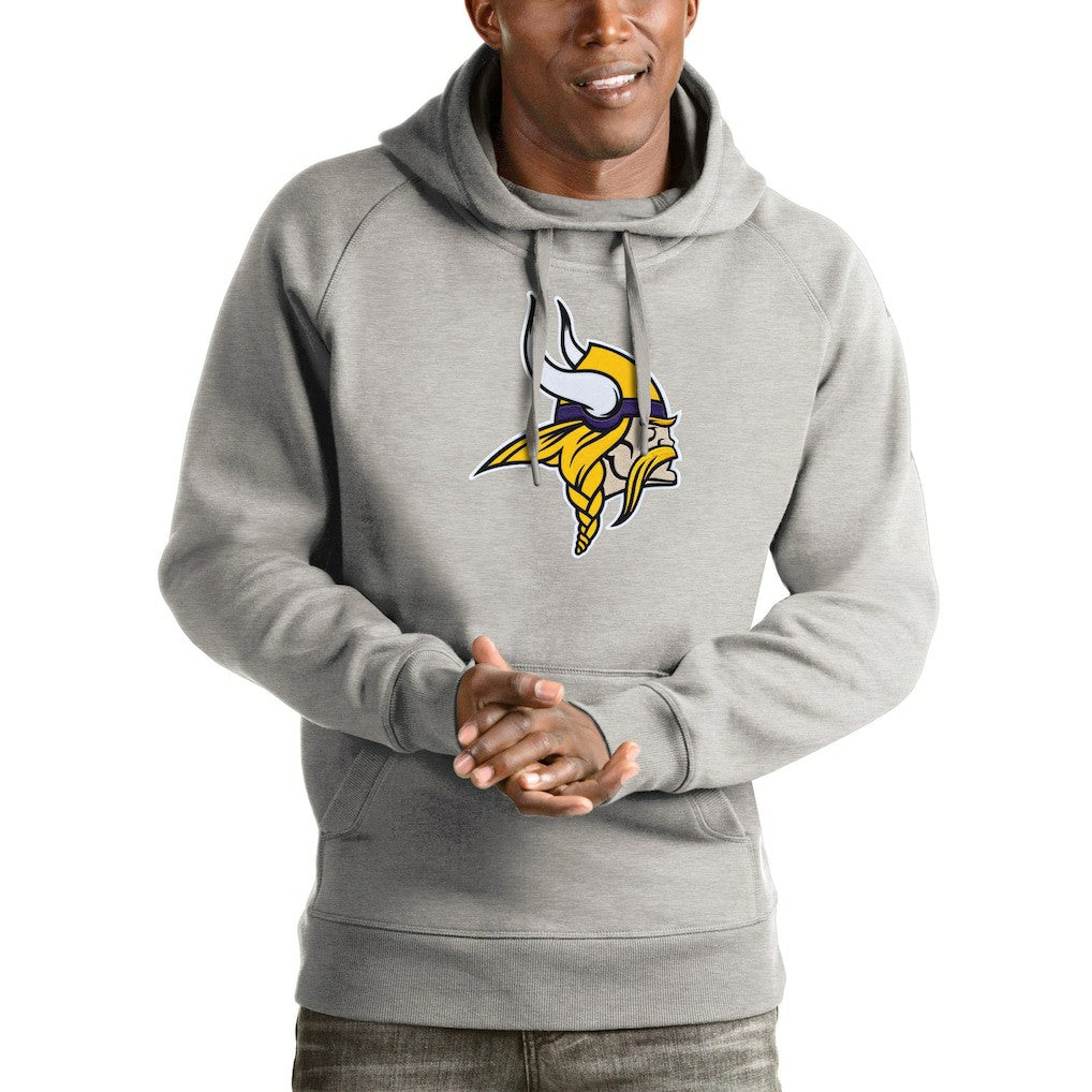 Minnesota Vikings Antigua Victory Pullover Hoodie Heather Gray