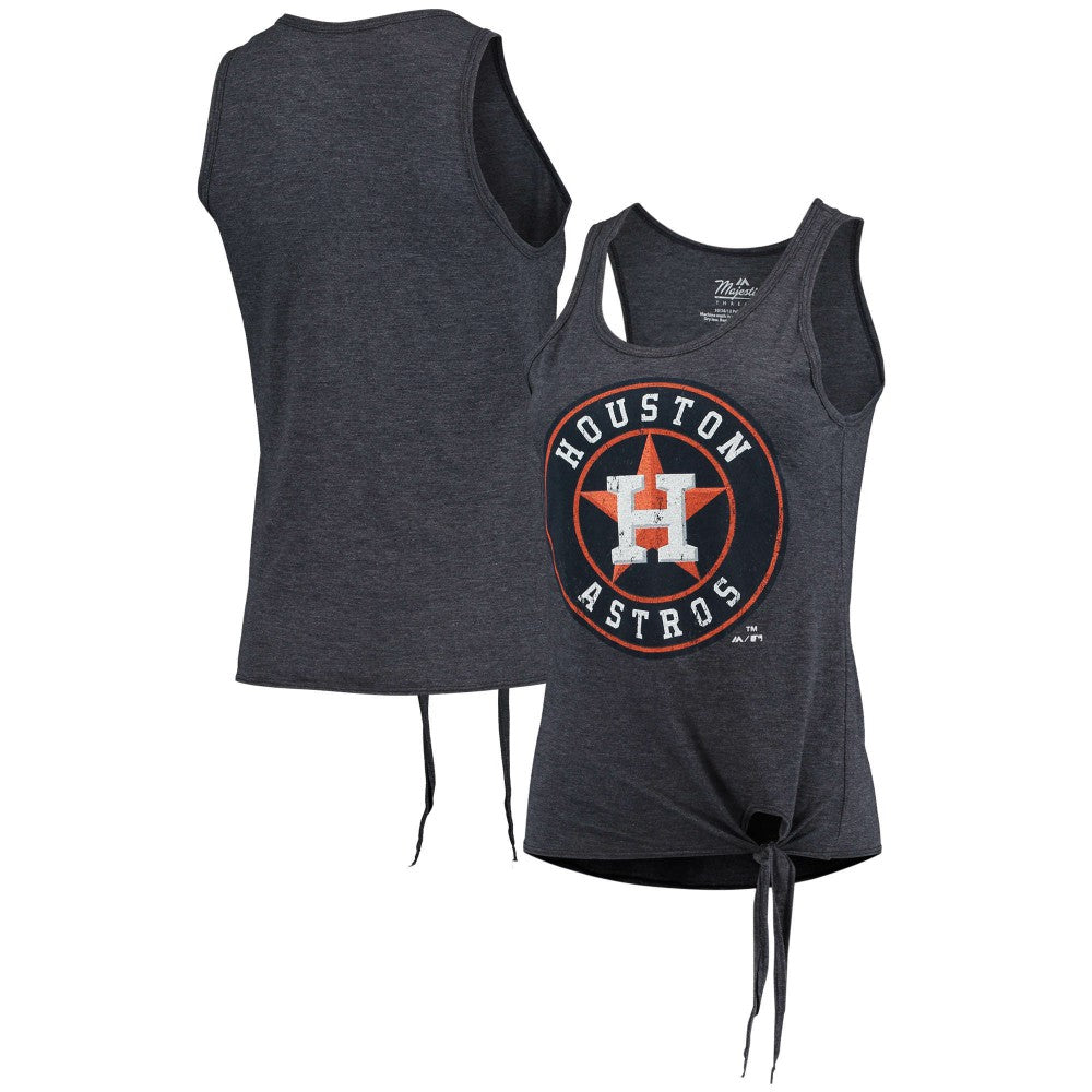 Houston Astros Majestic Threads Women's Scoop Neck Racerback Side Tie Tri-Blend Tank Top - Navy Tanks