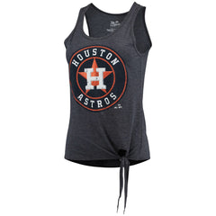 Houston Astros Majestic Threads Women's Scoop Neck Racerback Side Tie Tri-Blend Tank Top - Navy Tanks