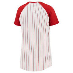 St. Louis Cardinals Fanatics Women's Cooperstown Collection Iconic Pinstripe Raglan Scoop Neck T-Shirt - White T-shirts