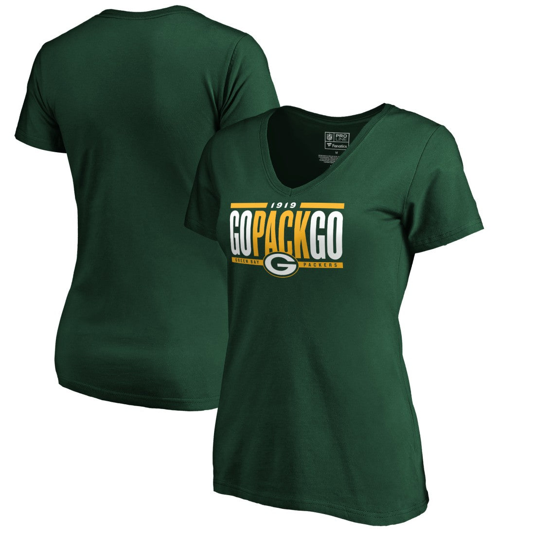 Green Bay Packers Women's Hometown Refresh Go Pack Go V-Neck T-Shirt Green