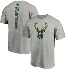 Giannis Antetokounmpo Milwaukee Bucks Playmaker Name & Number Team T-Shirt Heathered Gray