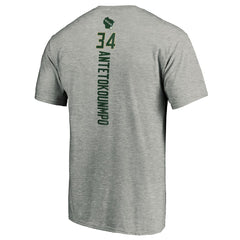 Giannis Antetokounmpo Milwaukee Bucks Playmaker Name & Number Team T-Shirt Heathered Gray