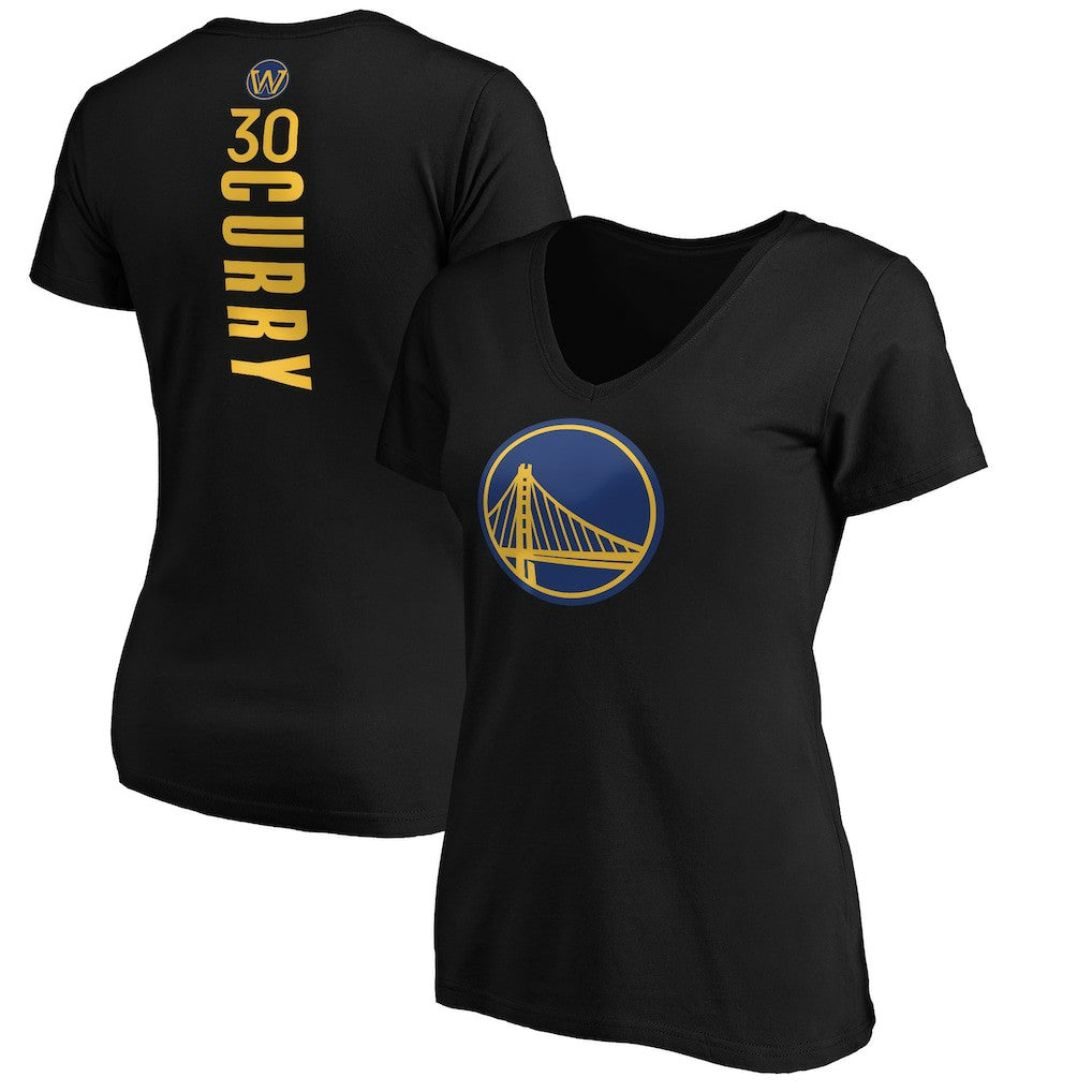 Stephen Curry Golden State Warriors Women's Playmaker Name & Number V-Neck T-Shirt Black