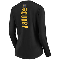 Stephen Curry Golden State Warriors Women's Playmaker Name & Number Long Sleeve V-Neck T-Shirt Black