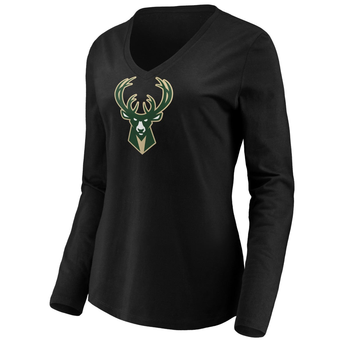 Giannis Antetokounmpo Milwaukee Bucks Women's Playmaker Name & Number Long Sleeve V-Neck T-Shirt Black