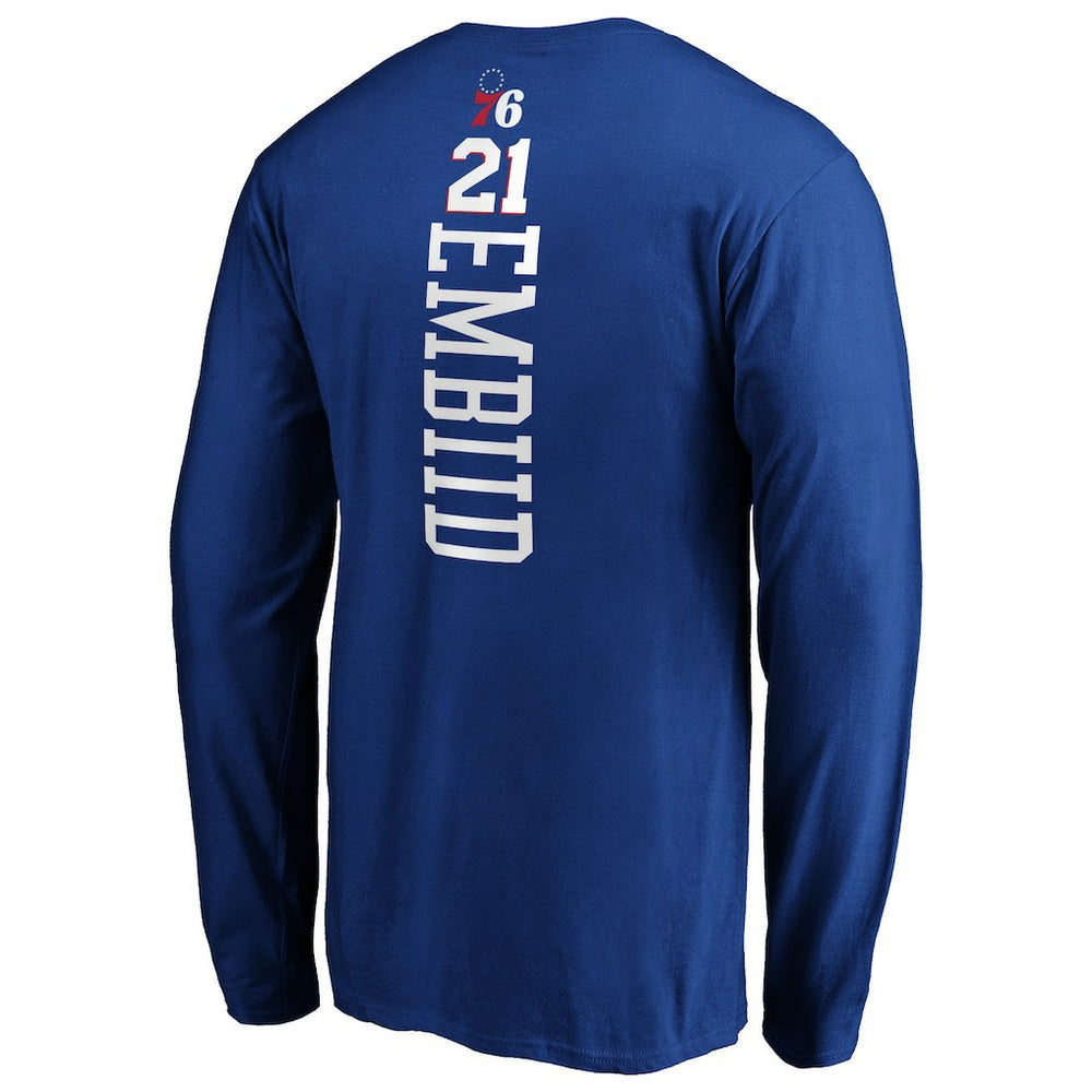 Joel Embiid Philadelphia 76ers Playmaker Name & Number Long Sleeve T-Shirt Royal