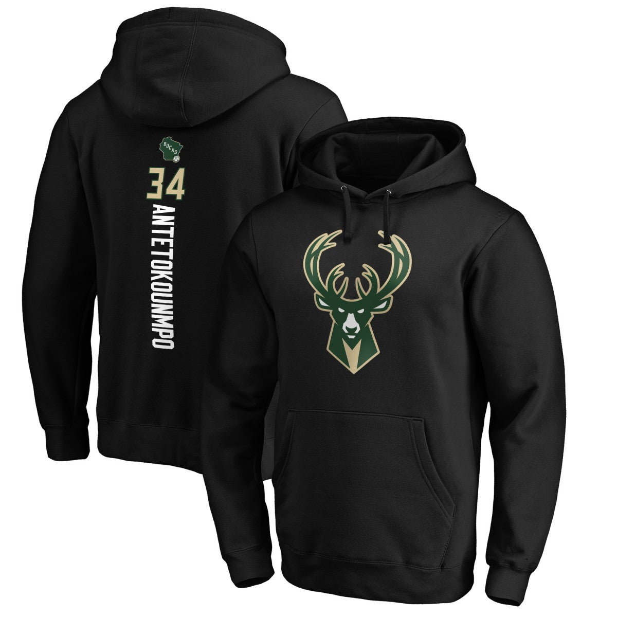 Giannis Antetokounmpo Milwaukee Bucks Playmaker Name & Number Pullover Hoodie Black