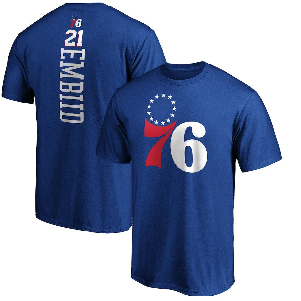 Joel Embiid Philadelphia 76ers Playmaker Name & Number T-Shirt Royal