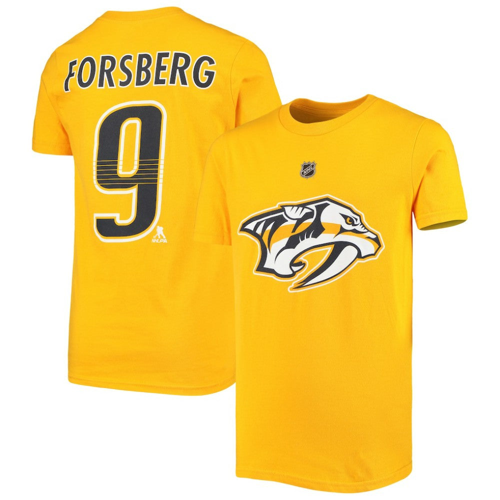 NHL Filip Forsberg Nashville Predators Youth Player Name & Number T-Shirt - Gold