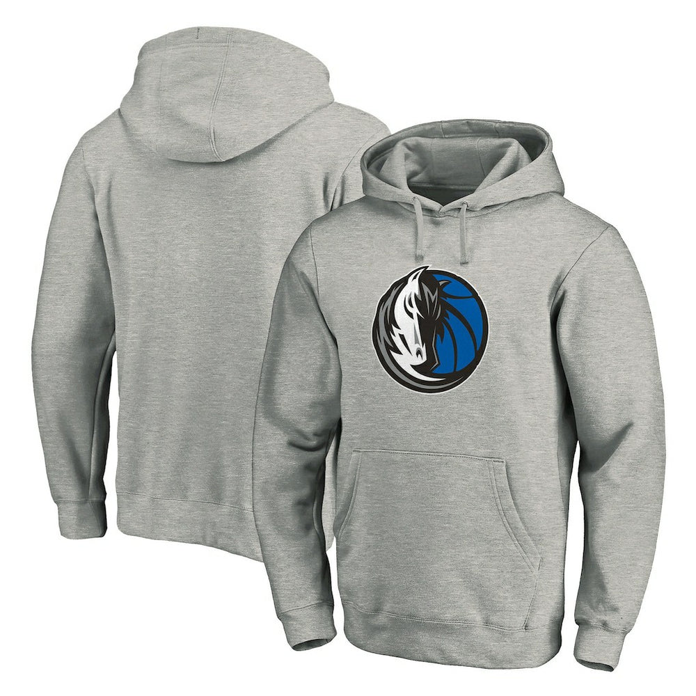 Dallas Mavericks Team Primary Logo Fitted Pullover Hoodie Heather Gray