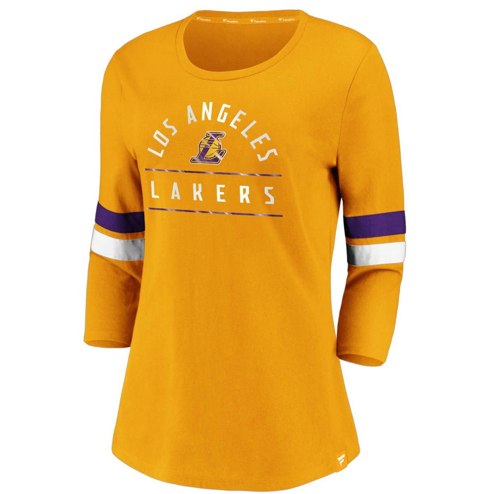 Los Angeles Lakers Women's Iconic Prolific Modern 3/4-Sleeve T-Shirt Gold